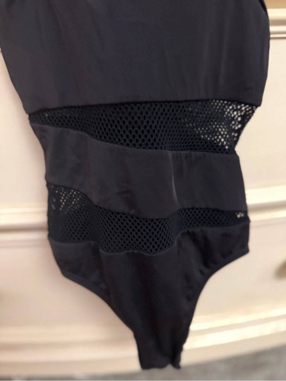 DKNY Black One-Piece Swimsuit with Mesh Insets - Picture 4 of 9